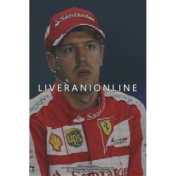 Sebastian Vettel (GER) Ferrari in the FIA Press Conference. 18.04.2015. Formula 1 World Championship, Rd 4, Bahrain Grand Prix, Sakhir, Bahrain, Qualifying Day. AG ALDO LIVERANI SAS ONLY ITALY