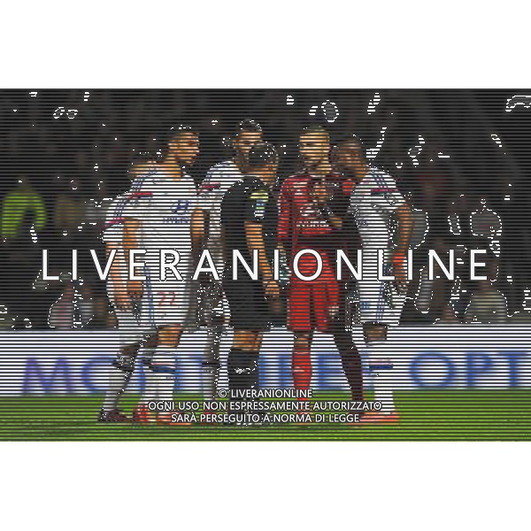 Illustration Altercation - Expulsion - Said ENNJIMI / Anthony LOPES / Henri BEDIMO / Lindsay ROSE - 19.04.2015 - Lyon / Saint Etienne - 33eme journee de Ligue 1 Photo : Jean Paul Thomas / Icon Sport AG ALDO LIVERANI SAS ONLY ITALY