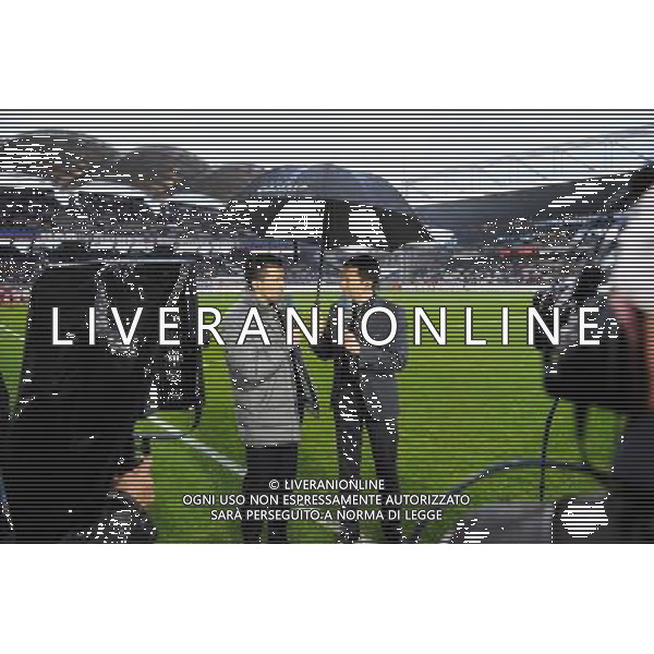 Eric CARRIERE / Gregoire MARGOTTON - 19.04.2015 - Lyon / Saint Etienne - 33eme journee de Ligue 1 Photo : Jean Paul Thomas / Icon Sport AG ALDO LIVERANI SAS ONLY ITALY