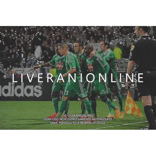 Joie Saint Etienne - Romain HAMOUNA / Max Alain GRADEL / Mevlut ERDING / Landry N\'GUEMO - 19.04.2015 - Lyon / Saint Etienne - 33eme journee de Ligue 1 Photo : Jean Paul Thomas / Icon Sport AG ALDO LIVERANI SAS ONLY ITALY