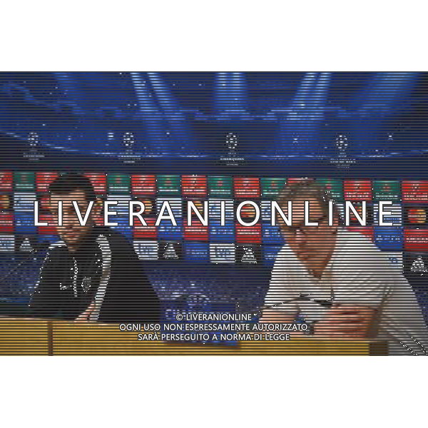 Javier PASTORE / Laurent BLANC - 20.04.2015 - Conference de Presse du Paris Saint Germain - Champions League Photo : Dave Winter / Icon Sport AG ALDO LIVERANI SAS ONLY ITALY