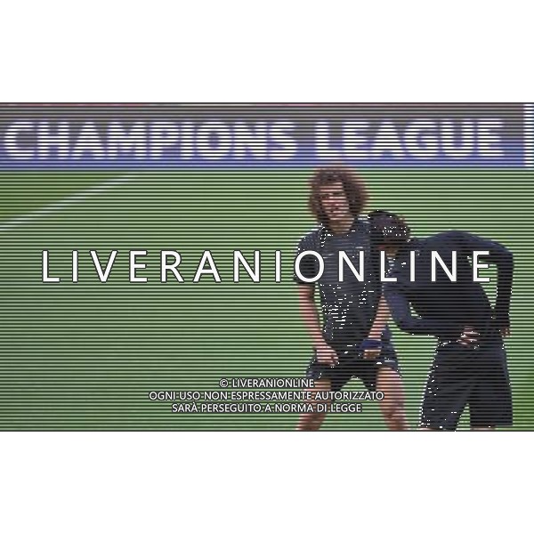 David LUIZ / Edinson CAVANI - 20.04.2015 - Entrainement du Paris Saint Germain - Champions League Photo : Dave Winter / Icon Sport AG ALDO LIVERANI SAS ONLY ITALY