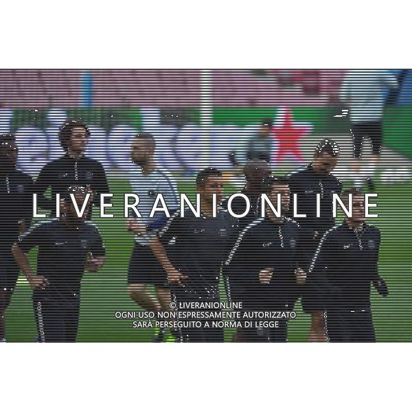 Groupe PSG / MARQUINHOS / JAVIER PASTORE - 20.04.2015 - Entrainement du Paris Saint Germain - Champions League Photo : Dave Winter / Icon Sport AG ALDO LIVERANI SAS ONLY ITALY