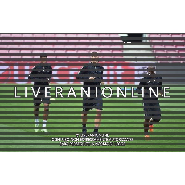 Mike MAIGNAN / Zlatan IBRAHIMOVIC / Zoumana CAMARA - 20.04.2015 - Entrainement du Paris Saint Germain - Champions League Photo : Dave Winter / Icon Sport AG ALDO LIVERANI SAS ONLY ITALY