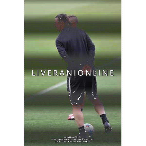 Zlatan IBRAHIMOVIC / Marco VERRATTI - 20.04.2015 - Entrainement du Paris Saint Germain - Champions League Photo : Dave Winter / Icon Sport AG ALDO LIVERANI SAS ONLY ITALY