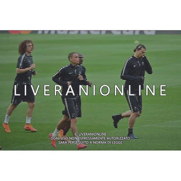 Zlatan IBRAHIMOVIC / Zoumana CAMARA / Gregory VAN DER WIEL / David LUIZ - 20.04.2015 - Entrainement du Paris Saint Germain - Champions League Photo : Dave Winter / Icon Sport AG ALDO LIVERANI SAS ONLY ITALY