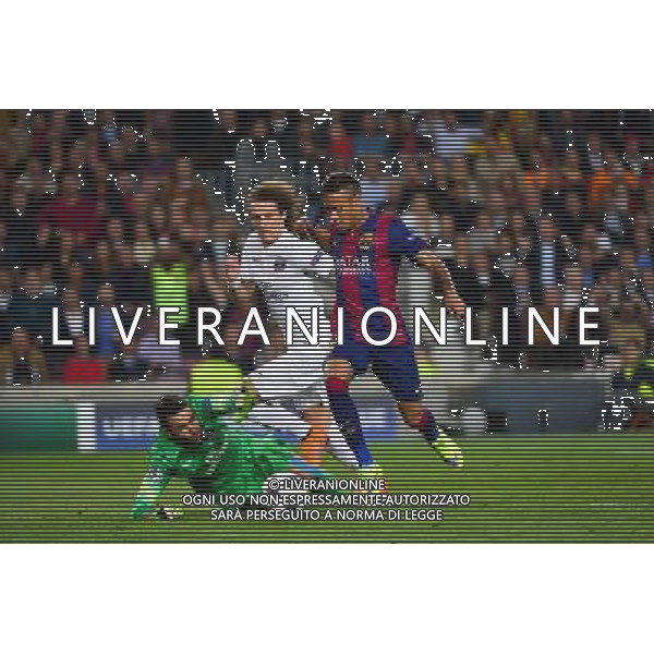 Goal NEYMAR JR / Salvatore SIRIGU / David LUIZ - 21.04.2015 - Barcelone / Paris Saint Germain - 1/4Finale Retour Champions League Photo : Dave Winter / Icon Sport AG ALDO LIVERANI SAS ONLY ITALY