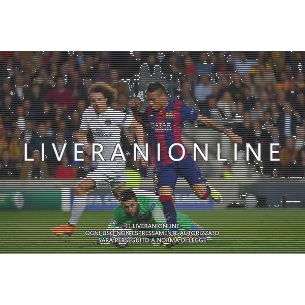 Goal NEYMAR JR / Salvatore SIRIGU / David LUIZ - 21.04.2015 - Barcelone / Paris Saint Germain - 1/4Finale Retour Champions League Photo : Dave Winter / Icon Sport AG ALDO LIVERANI SAS ONLY ITALY