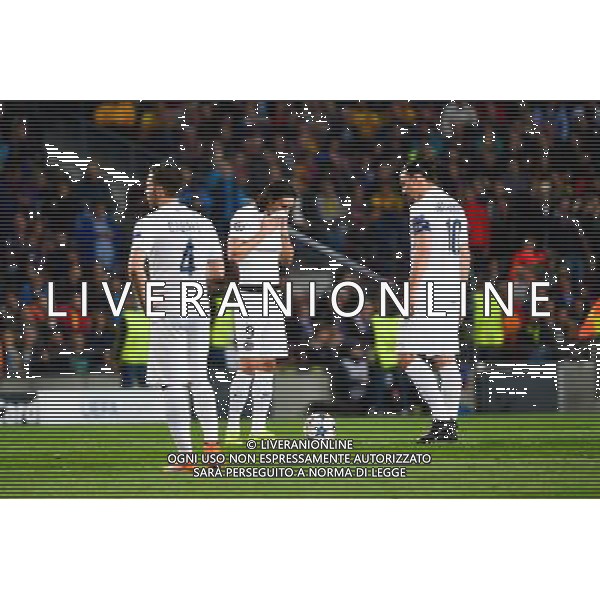 Deception PSG - Edinson CAVANI / Zlatan IBRAHIMOVIC - 21.04.2015 - Barcelone / Paris Saint Germain - 1/4Finale Retour Champions League Photo : Dave Winter / Icon Sport AG ALDO LIVERANI SAS ONLY ITALY