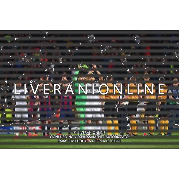 MARQUINHOS / Salvatore SIRIGU / Deception PSG - 21.04.2015 - Barcelone / Paris Saint Germain - 1/4Finale Retour Champions League Photo : Dave Winter / Icon Sport AG ALDO LIVERANI SAS ONLY ITALY