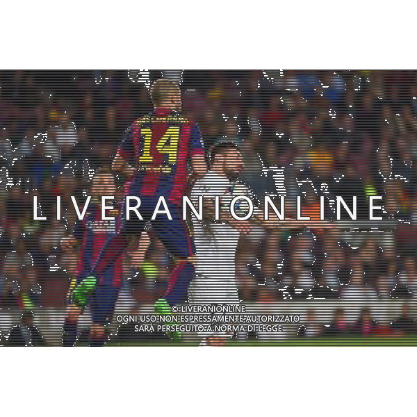 Ezequiel LAVEZZI / Javier MASCHERANO - 21.04.2015 - Barcelone / Paris Saint Germain - 1/4Finale Retour Champions League Photo : Dave Winter / Icon Sport AG ALDO LIVERANI SAS ONLY ITALY