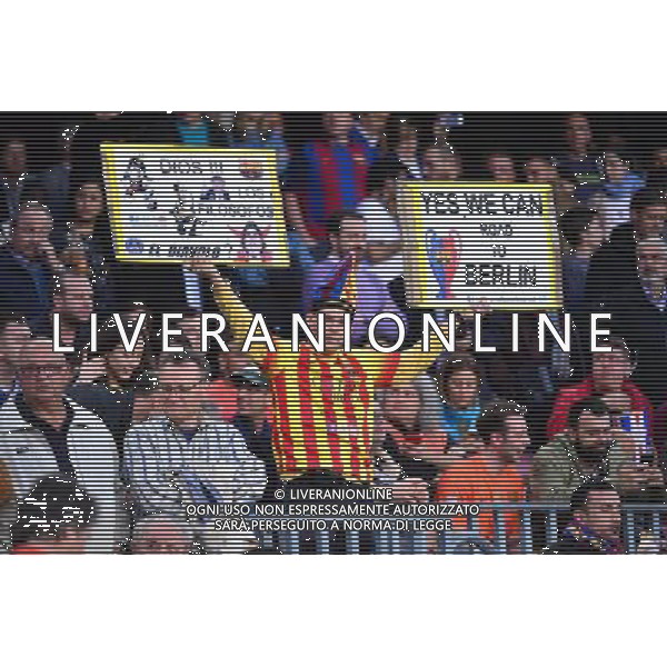 Supporter Barcelone - 21.04.2015 - Barcelone / Paris Saint Germain - 1/4Finale Retour Champions League Photo : Dave Winter / Icon Sport AG ALDO LIVERANI SAS ONLY ITALY