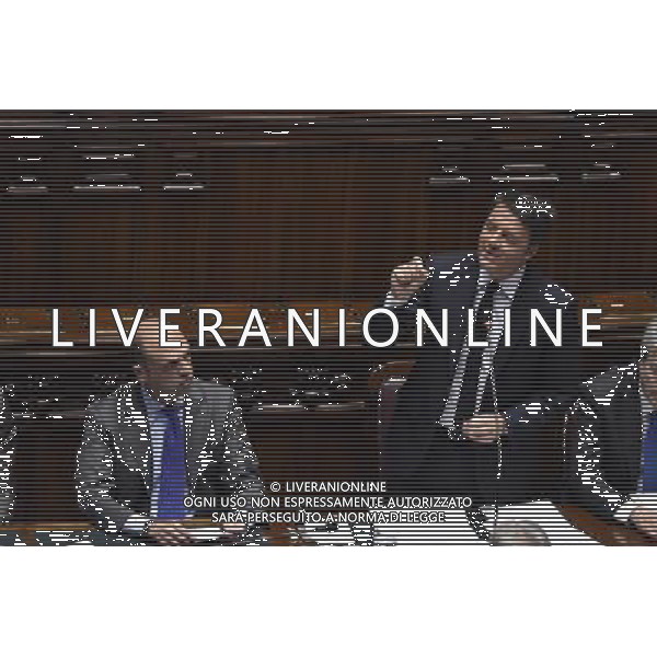 Comunicazione del Premier Matteo Renzi alla Camera e al Senato in vista del Consiglio Europeo Straordinario, Roma 22 aprile 2015 nella foto con Angelino Alfano ©Corradetti/Agenzia Aldo Liverani sas