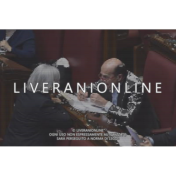 Comunicazione del Premier Matteo Renzi alla Camera e al Senato in vista del Consiglio Europeo Straordinario, Roma 22 aprile 2015 nella foto PierLuigi Bersani e Rosy Bindi ©Corradetti/Agenzia Aldo Liverani sas