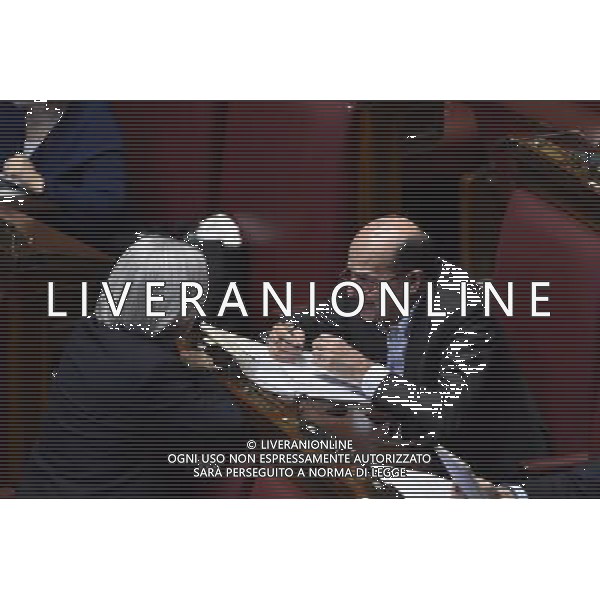 Comunicazione del Premier Matteo Renzi alla Camera e al Senato in vista del Consiglio Europeo Straordinario, Roma 22 aprile 2015 nella foto PierLuigi Bersani e Rosy Bindi ©Corradetti/Agenzia Aldo Liverani sas