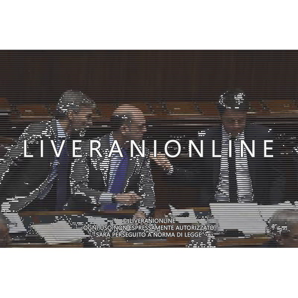 Comunicazione del Premier Matteo Renzi alla Camera e al Senato in vista del Consiglio Europeo Straordinario, Roma 22 aprile 2015 nella foto con Angelino Alfano e Graziano DelRio ©Corradetti/Agenzia Aldo Liverani sas