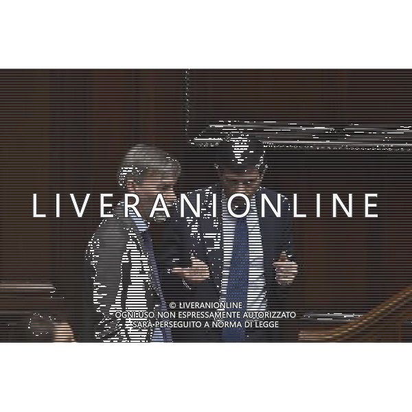Comunicazione del Premier Matteo Renzi alla Camera e al Senato in vista del Consiglio Europeo Straordinario, Roma 22 aprile 2015 nella foto Maurizio Lupi e Graziano DelRio ©Corradetti/Agenzia Aldo Liverani sas