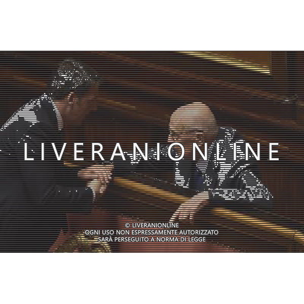 Comunicazione del Premier Matteo Renzi alla Camera e al Senato in vista del Consiglio Europeo Straordinario, Roma 22 aprile 2015 nella foto con Giorgio Napolitano ©Corradetti/Agenzia Aldo Liverani sas
