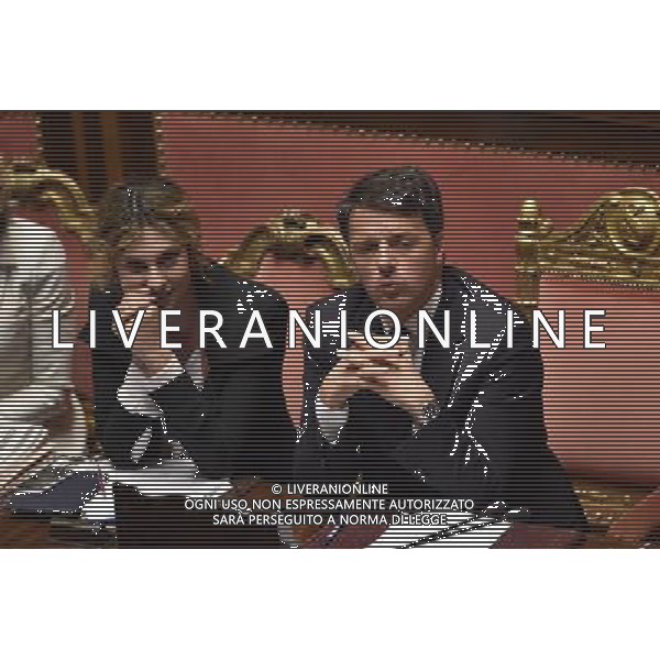 Comunicazione del Premier Matteo Renzi alla Camera e al Senato in vista del Consiglio Europeo Straordinario, Roma 22 aprile 2015 nella foto con Marianna Madia ©Corradetti/Agenzia Aldo Liverani sas