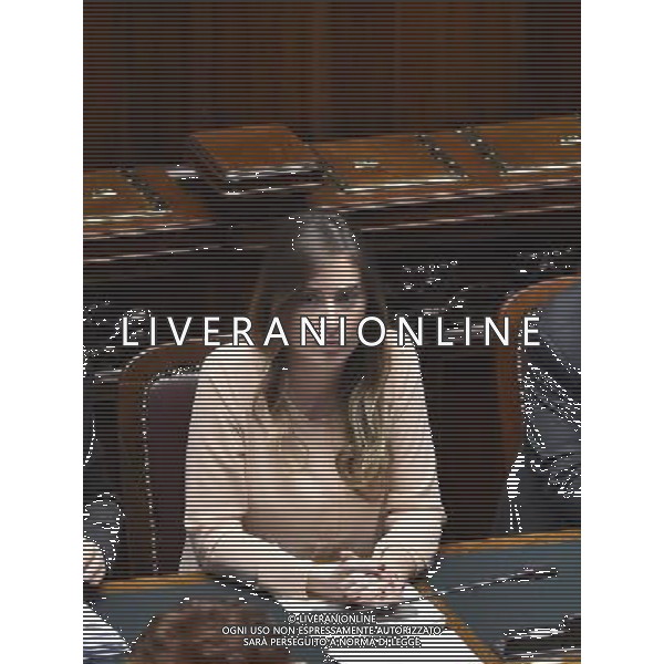 Comunicazione del Premier Matteo Renzi alla Camera e al Senato in vista del Consiglio Europeo Straordinario, Roma 22 aprile 2015 nella foto Maria Elena Boschi ©Corradetti/Agenzia Aldo Liverani sas