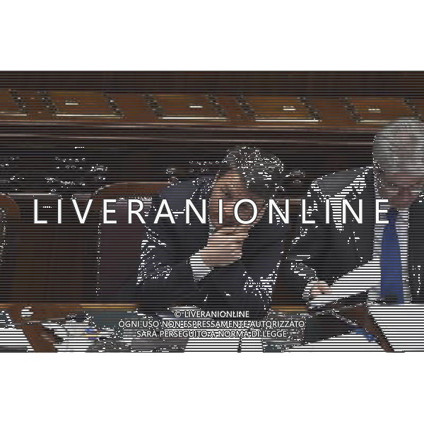 Comunicazione del Premier Matteo Renzi alla Camera e al Senato in vista del Consiglio Europeo Straordinario, Roma 22 aprile 2015 nella foto Matteo Renzi e Paolo Gentiloni ©Corradetti/Agenzia Aldo Liverani sas