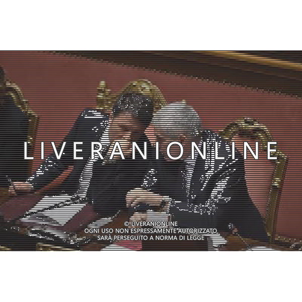 Comunicazione del Premier Matteo Renzi alla Camera e al Senato in vista del Consiglio Europeo Straordinario, Roma 22 aprile 2015 nella foto con PierFerdinando Casini ©Corradetti/Agenzia Aldo Liverani sas