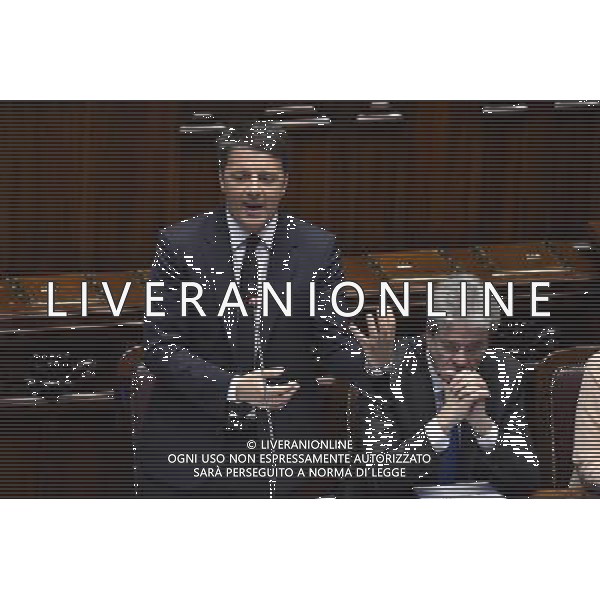 Comunicazione del Premier Matteo Renzi alla Camera e al Senato in vista del Consiglio Europeo Straordinario, Roma 22 aprile 2015 nella foto Matteo Renzi con Paolo Gentiloni ©Corradetti/Agenzia Aldo Liverani sas