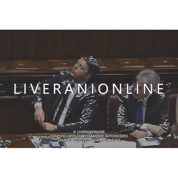 Comunicazione del Premier Matteo Renzi alla Camera e al Senato in vista del Consiglio Europeo Straordinario, Roma 22 aprile 2015 nella foto Matteo Renzi con Paolo Gentiloni ©Corradetti/Agenzia Aldo Liverani sas