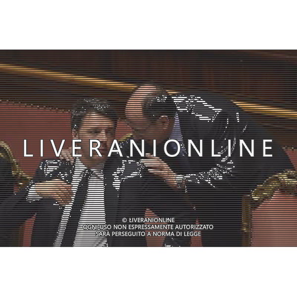 Comunicazione del Premier Matteo Renzi alla Camera e al Senato in vista del Consiglio Europeo Straordinario, Roma 22 aprile 2015 nella foto con Renato Schifani ©Corradetti/Agenzia Aldo Liverani sas