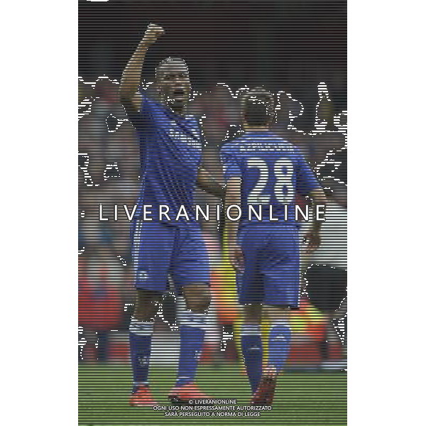 Chelsea\'s Didier Drogba celebrates at the final whistle Photographer Ashley Western/CameraSport Football - Barclays Premiership - Arsenal v Chelsea - Sunday 26th April 2015 - Emirates Stadium - London © CameraSport - 43 Linden Ave. Countesthorpe. Leicester. England. LE8 5PG - Tel: +44 (0) 116 277 4147 - admin@camerasport.com - www.camerasport.com /Agenzia Aldo Liverani Sas - ITALY ONLY - EDITORIAL USE ONLY