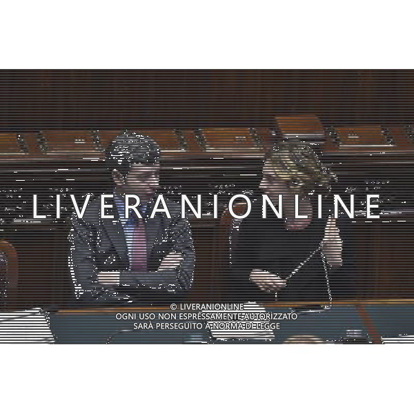 Esame e Votazione alla Camera delle questioni pregiudiziali riferite al disegno di legge elettorale -Roma 28 aprile 2015 nella foto Marianna Madia e Andrea Orlando ©Corradetti/Agenzia Aldo Liverani Sas