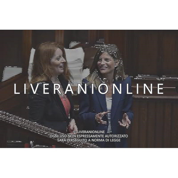 Esame e Votazione alla Camera delle questioni pregiudiziali riferite al disegno di legge elettorale - Roma 28 aprile 2015 nella foto Brambilla Michela Vittoria e Laura Ravetto ©Corradetti/Agenzia Aldo Liverani Sas