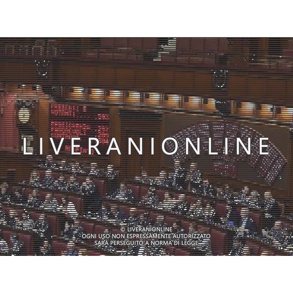 Esame e Votazione alla Camera delle questioni pregiudiziali riferite al disegno di legge elettorale - Roma 28 aprile 2015 nella foto Tabellone con il risultato della votazione segreta ©Corradetti/Agenzia Aldo Liverani Sas