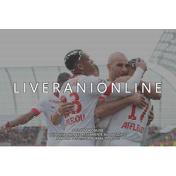Joie Aymen ABDENNOUR / Anthony MARTIAL - 26.04.2015 - Lens / Monaco - 34eme journee de Ligue 1 Photo : Nolwenn Le Gouic / Icon Sport /Agenzia Aldo Liverani sas - ITALY ONLY - EDITORIAL USE ONLY