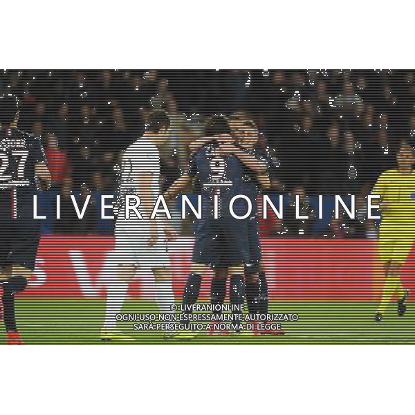 Joie PSG - Edinson CAVANI / Marco VERRATTI - 28.04.2015 - Paris Saint Germain / Metz - Match en retard - 32eme journee Ligue 1 Photo : Nolwenn Le Gouic / Icon Sport /Agenzia Aldo Liverani sas - ITALY ONLY - EDITORIAL USE ONLY