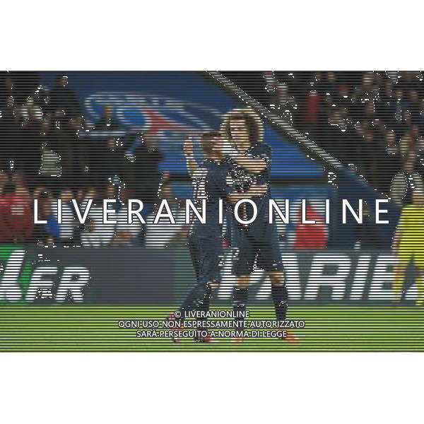 Joie PSG - David LUIZ / Marco VERRATTI - 28.04.2015 - Paris Saint Germain / Metz - Match en retard - 32eme journee Ligue 1 Photo : Nolwenn Le Gouic / Icon Sport /Agenzia Aldo Liverani sas - ITALY ONLY - EDITORIAL USE ONLY