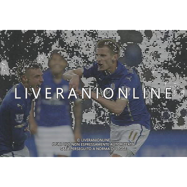 Leicester City\'s Marc Albrighton celebrates scoring his sides first goal Photographer Jack Phillips/CameraSport Football - Barclays Premiership - Leicester City v Chelsea - Wednesday 29th April 2015 - King Power Stadium - Leicester © CameraSport - 43 Linden Ave. Countesthorpe. Leicester. England. LE8 5PG - Tel: +44 (0) 116 277 4147 - admin@camerasport.com - www.camerasport.com /Agenzia Aldo Liverani sas - ITALY ONLY - EDITORIAL USE ONLY