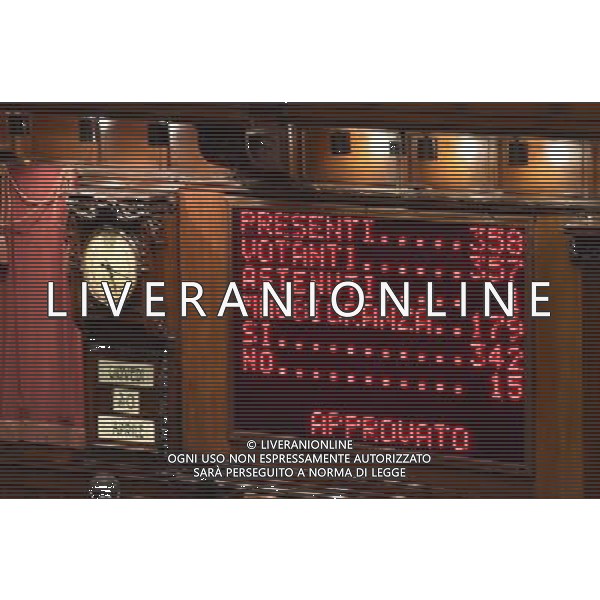 Roma - 30/04/2015 - Montecitorio - Voto di fiducia sulla legge elettorale Italicum - nella foto: tabellone con il risultato finale della votazione / Ph. Fabrizio Corradetti - Ag. Aldo Liverani Sas