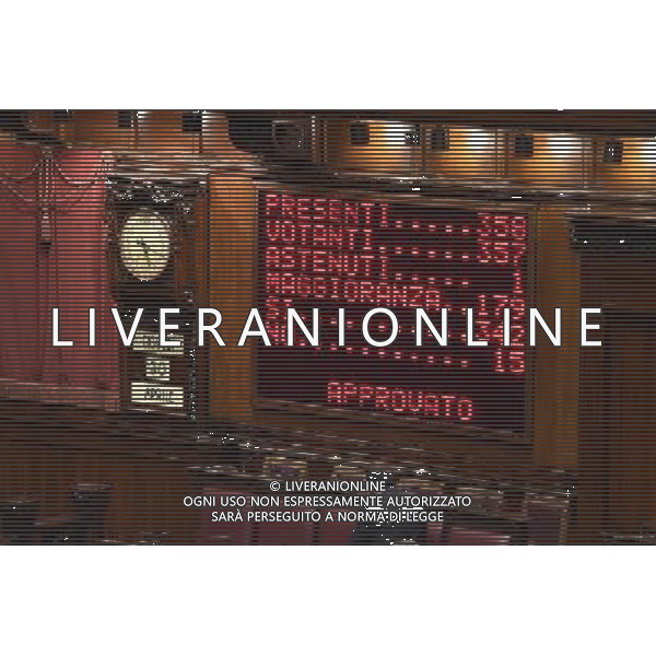 Roma - 30/04/2015 - Montecitorio - Voto di fiducia sulla legge elettorale Italicum - nella foto: tabellone con il risultato finale della votazione / Ph. Fabrizio Corradetti - Ag. Aldo Liverani Sas