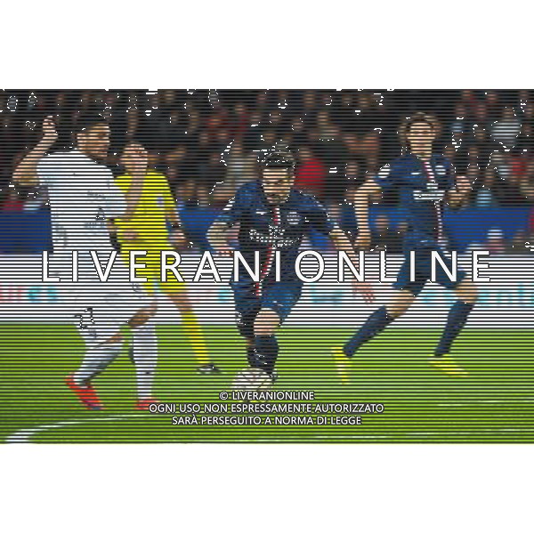 Ezequiel LAVEZZI / Jose Luis PALOMINO - 28.04.2015 - Paris Saint Germain / Metz - Match en retard - 32eme journee Ligue 1 Photo : Nolwenn Le Gouic / Icon Sport AG ALDO LIVERANI SAS ONLY ITALY