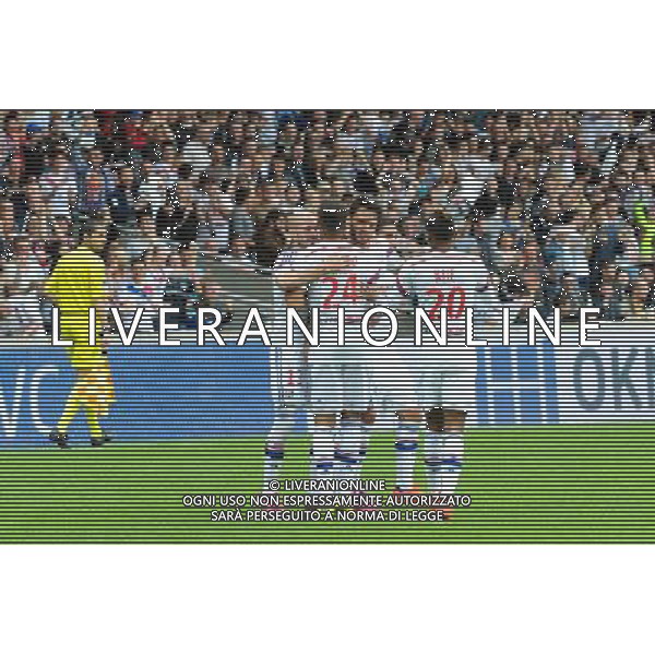 Joie Lyon - Clement GRENIER - 02.05.2015 - Lyon / Evian Thonon - 35eme journee de Ligue 1 Photo : Jean Paul Thomas / Icon Sport AG ALDO LIVERANI SAS ONLY ITALY