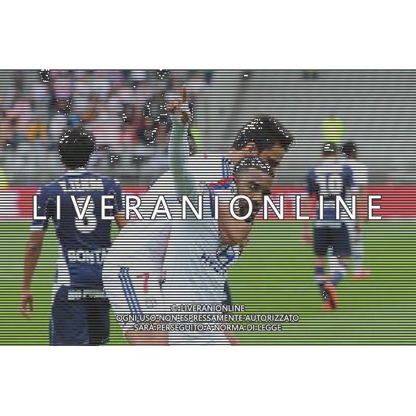 Joie Lyon - Clement GRENIER / Alexandre LACAZETTE - 02.05.2015 - Lyon / Evian Thonon - 35eme journee de Ligue 1 Photo : Jean Paul Thomas / Icon Sport AG ALDO LIVERANI SAS ONLY ITALY