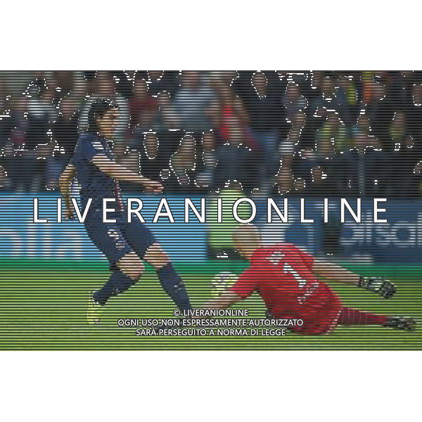 Edinson CAVANI / Remy RIOU - 03.05.2015 - Nantes / Paris Saint Germain - 35eme journee de Ligue 1 Photo : Vincent Michel / Icon Sport AG ALDO LIVERANI SAS ONLY ITALY