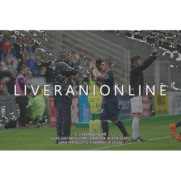 Laurent BLANC / Marco VERRATTI - 03.05.2015 - Nantes / Paris Saint Germain - 35eme journee de Ligue 1 Photo : Vincent Michel / Icon Sport AG ALDO LIVERANI SAS ONLY ITALY