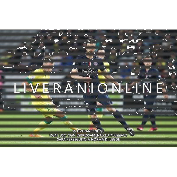 Thiago MOTTA / Lucas DEAUX - 03.05.2015 - Nantes / Paris Saint Germain - 35eme journee de Ligue 1 Photo : Vincent Michel / Icon Sport AG ALDO LIVERANI SAS ONLY ITALY