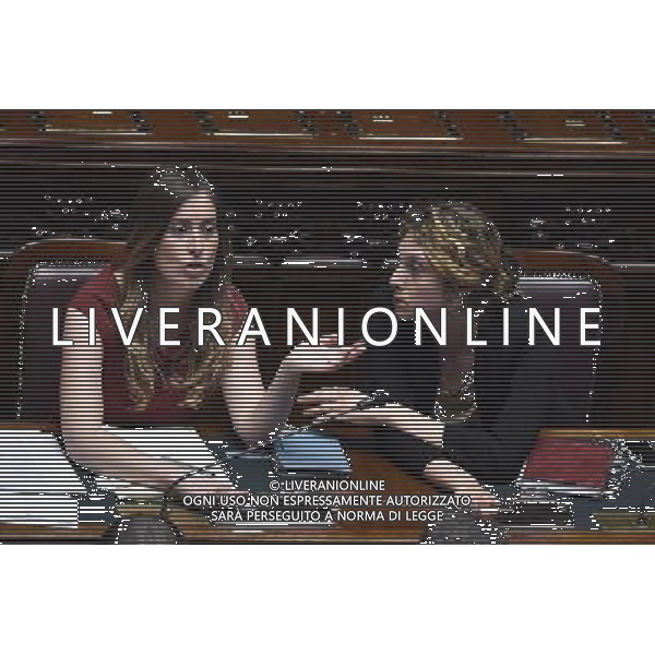 Roma - 04/05/2015 - Montecitorio - Voto di fiducia sulla legge elettorale Italicum nella foto ELENA BOSCHI-MARIANNA MADIA foto fabrizio corradetti-ag aldo liverani sas