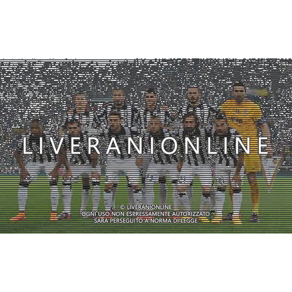 UEFA Champions League 2014/2015 Semifinale Andata Torino- 05.05.2015 Juventus-Real Madrid Nella Foto:juventus squadra formazione lichtsteiner,chiellini,morata,bonucci,buffon,evra,sturaro,marchisio,vidal,pirlo,tevez /Ph.Vitez-Ag. Aldo Liverani