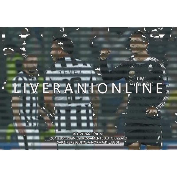 UEFA Champions League 2014/2015 Semifinale Andata Torino- 05.05.2015 Juventus-Real Madrid Nella Foto: esultanza dopo il gol del pareggio di cristiano ronaldo del 1-1 - delusione tevez /Ph.Vitez-Ag. Aldo Liverani