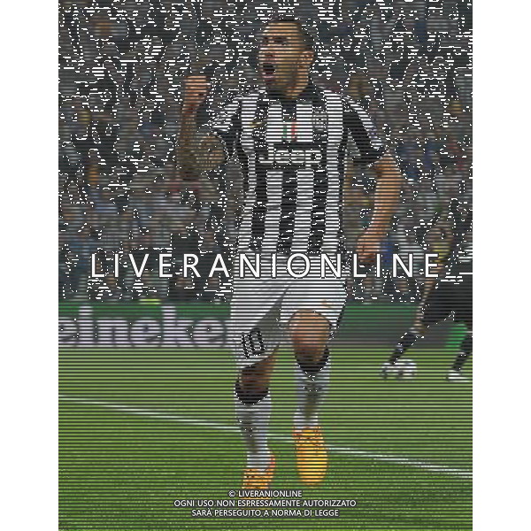 UEFA Champions League 2014/2015 Semifinale Andata Torino- 05.05.2015 Juventus-Real Madrid Nella Foto: esultanza dopo il gol su rigore di carlos tevez del 2-1 /Ph.Vitez-Ag. Aldo Liverani
