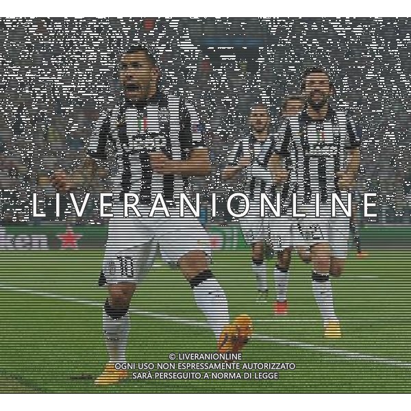 UEFA Champions League 2014/2015 Semifinale Andata Torino- 05.05.2015 Juventus-Real Madrid Nella Foto: esultanza dopo il gol su rigore di carlos tevez del 2-1 /Ph.Vitez-Ag. Aldo Liverani